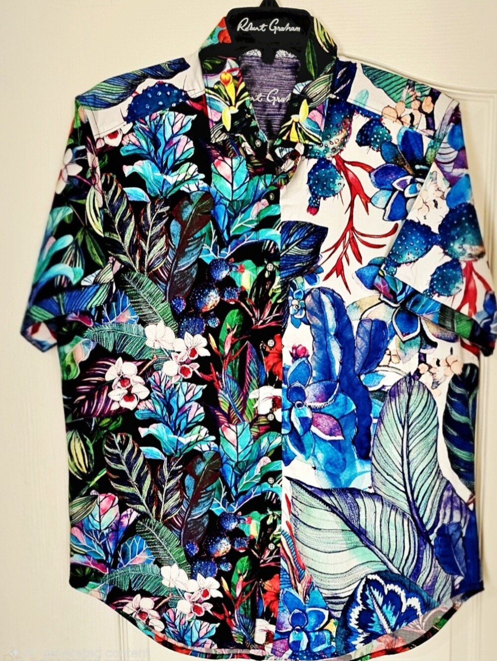 Robert Graham Vibrant Botanical Patchwork Shirt Short Sleeves New Without Tags